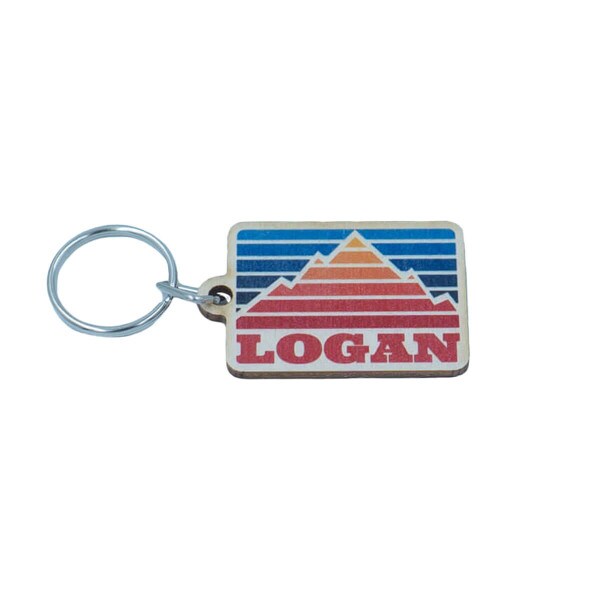 Retro Mountains Colorful Logan Keychain Wooden